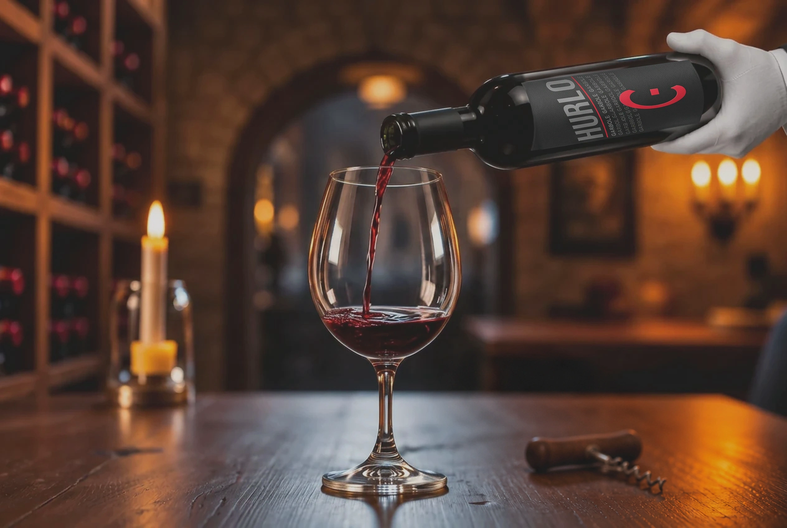 Verre de vin rouge dans une cave luxembourgeoise
