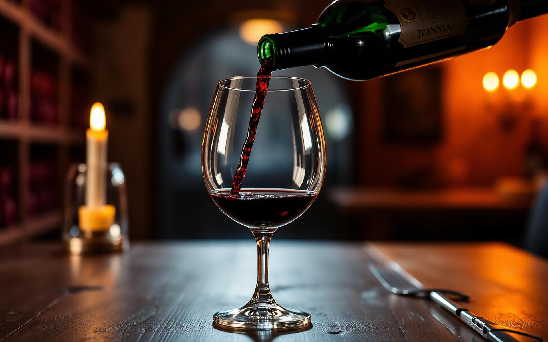 Verre de vin rouge dans une cave luxembourgeoise